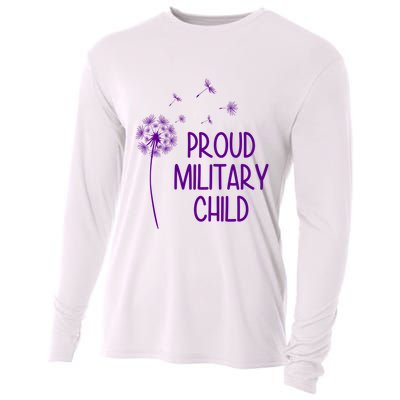 Proud Military Child Dandelion Purple Up Cooling Performance Long Sleeve Crew