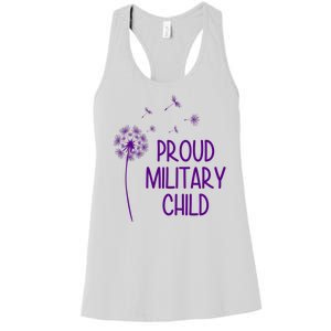 Proud Military Child Dandelion Purple Up Women's Racerback Tank