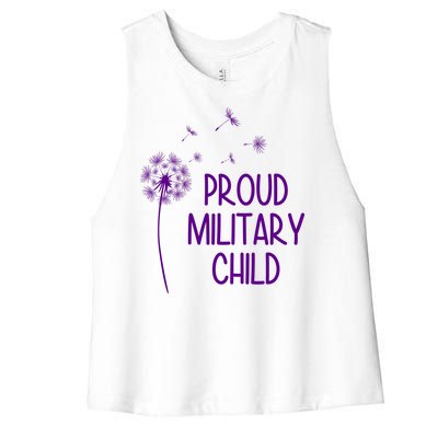 Proud Military Child Dandelion Purple Up Women's Racerback Cropped Tank