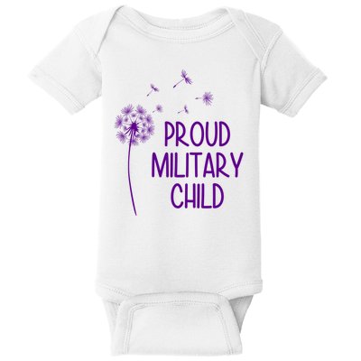 Proud Military Child Dandelion Purple Up Baby Bodysuit