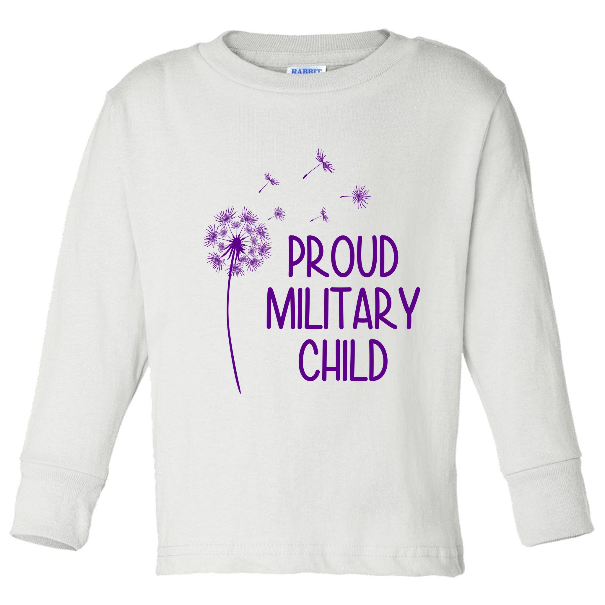 Proud Military Child Dandelion Purple Up Toddler Long Sleeve Shirt