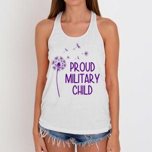 Proud Military Child Dandelion Purple Up Women's Knotted Racerback Tank