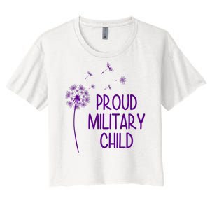 Proud Military Child Dandelion Purple Up Women's Crop Top Tee