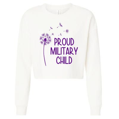 Proud Military Child Dandelion Purple Up Cropped Pullover Crew