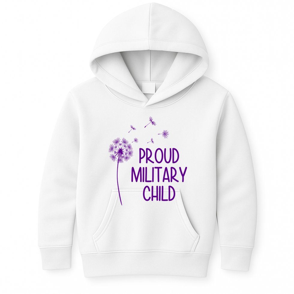 Proud Military Child Dandelion Purple Up Kids Hoodie