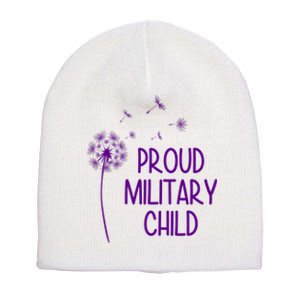 Proud Military Child Dandelion Purple Up Short Acrylic Beanie