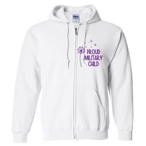 Proud Military Child Dandelion Purple Up Full Zip Hoodie