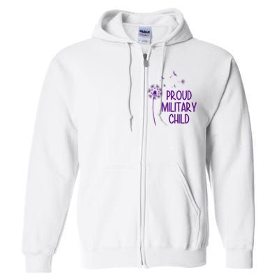 Proud Military Child Dandelion Purple Up Full Zip Hoodie