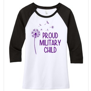 Proud Military Child Dandelion Purple Up Women's Tri-Blend 3/4-Sleeve Raglan Shirt