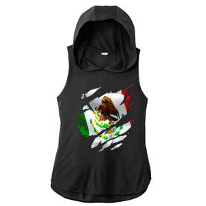 Proud Mexican Chicano Latino Torn Ripped Mexico Flag Ladies PosiCharge Tri-Blend Wicking Draft Hoodie Tank