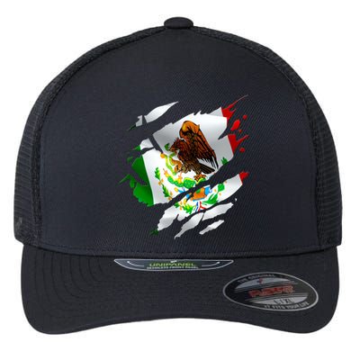 Proud Mexican Chicano Latino Torn Ripped Mexico Flag Flexfit Unipanel Trucker Cap