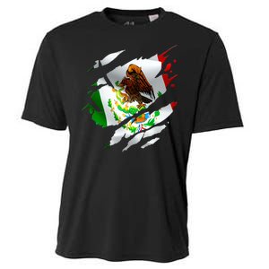 Proud Mexican Chicano Latino Torn Ripped Mexico Flag Cooling Performance Crew T-Shirt