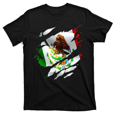 Proud Mexican Chicano Latino Torn Ripped Mexico Flag T-Shirt