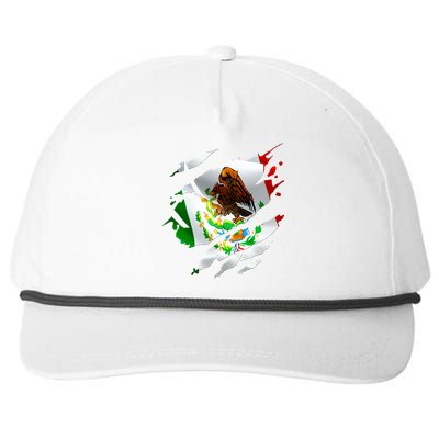 Proud Mexican Chicano Latino Torn Ripped Mexico Flag Snapback Five-Panel Rope Hat