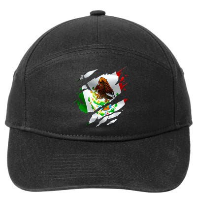 Proud Mexican Chicano Latino Torn Ripped Mexico Flag 7-Panel Snapback Hat