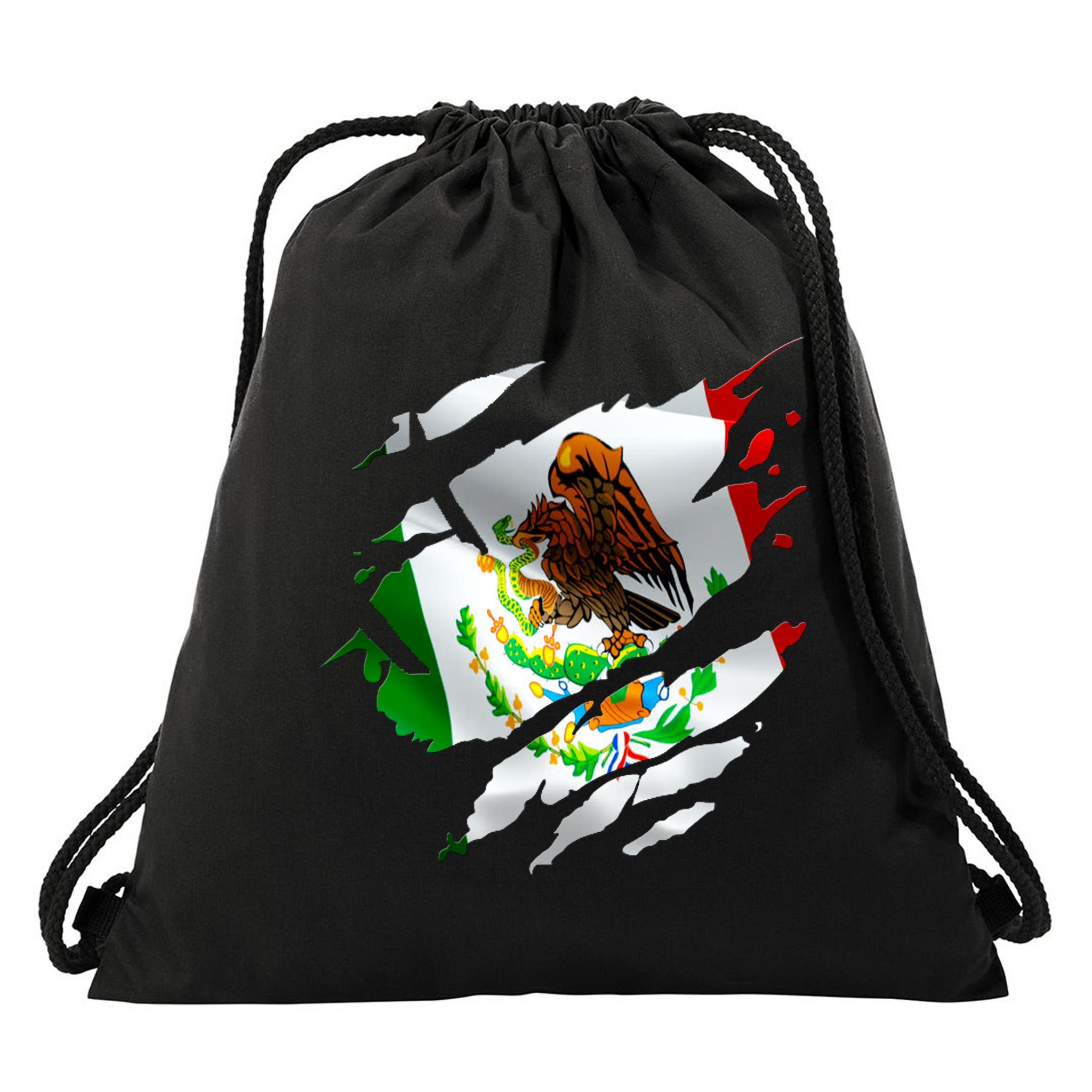 Proud Mexican Chicano Latino Torn Ripped Mexico Flag Drawstring Bag