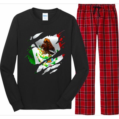 Proud Mexican Chicano Latino Torn Ripped Mexico Flag Long Sleeve Pajama Set