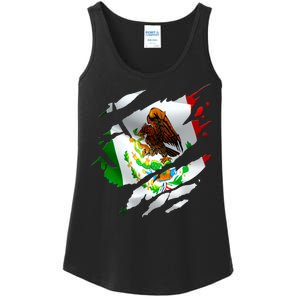 Proud Mexican Chicano Latino Torn Ripped Mexico Flag Ladies Essential Tank