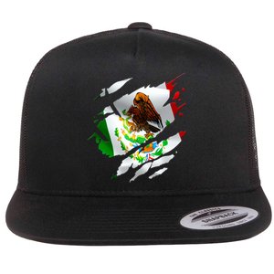 Proud Mexican Chicano Latino Torn Ripped Mexico Flag Flat Bill Trucker Hat