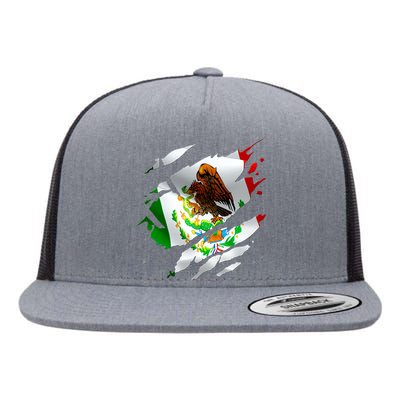 Proud Mexican Chicano Latino Torn Ripped Mexico Flag Flat Bill Trucker Hat