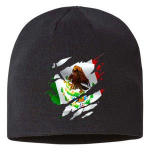 Proud Mexican Chicano Latino Torn Ripped Mexico Flag Sustainable Beanie