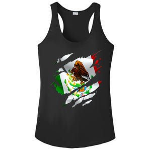 Proud Mexican Chicano Latino Torn Ripped Mexico Flag Ladies PosiCharge Competitor Racerback Tank