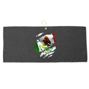 Proud Mexican Chicano Latino Torn Ripped Mexico Flag Large Microfiber Waffle Golf Towel