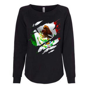 Proud Mexican Chicano Latino Torn Ripped Mexico Flag Womens California Wash Sweatshirt