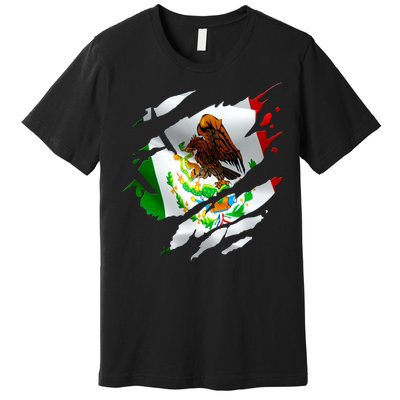 Proud Mexican Chicano Latino Torn Ripped Mexico Flag Premium T-Shirt