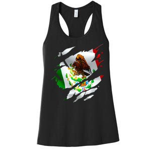 Proud Mexican Chicano Latino Torn Ripped Mexico Flag Women's Racerback Tank