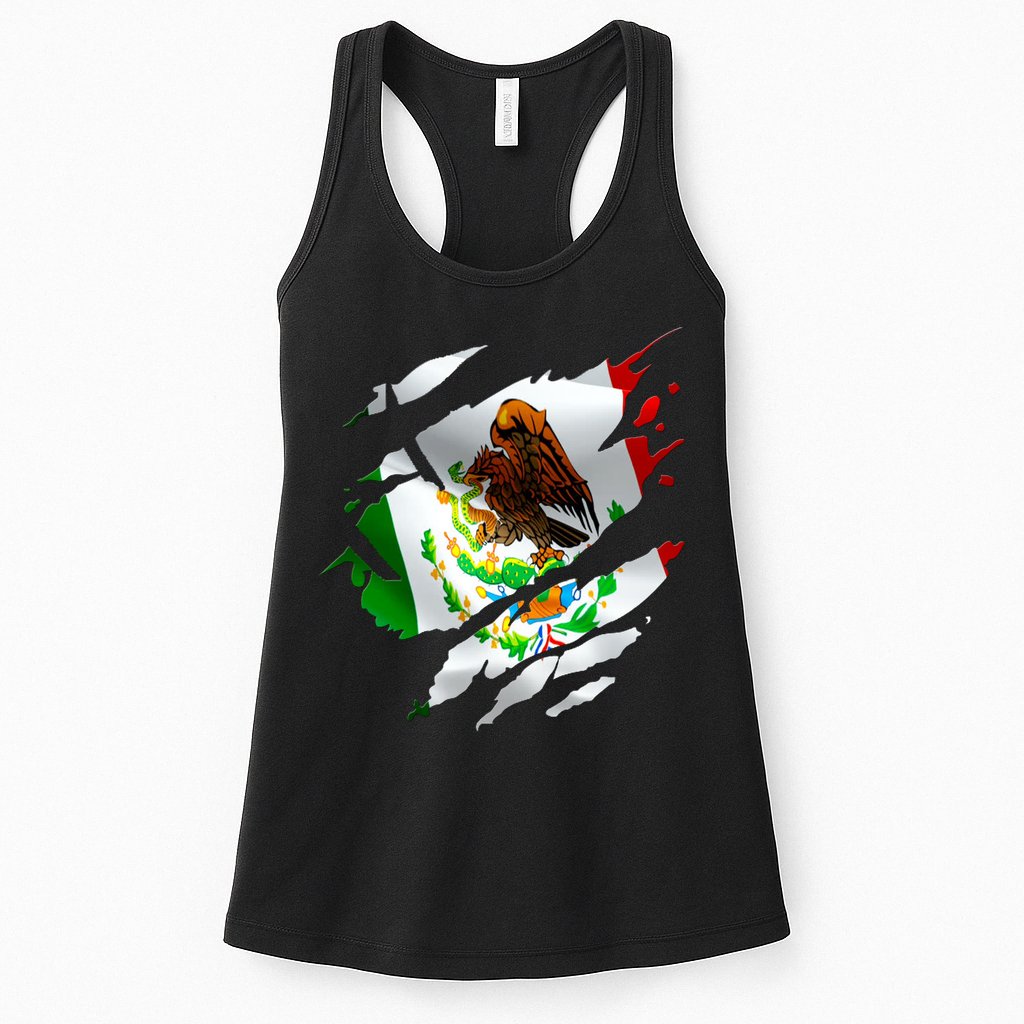 Proud Mexican Chicano Latino Torn Ripped Mexico Flag Womens Tank Top