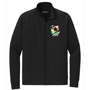 Proud Mexican Chicano Latino Torn Ripped Mexico Flag Stretch Full-Zip Cadet Jacket