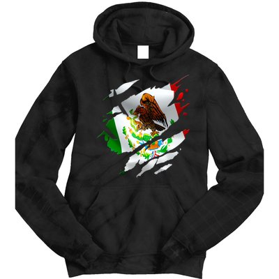 Proud Mexican Chicano Latino Torn Ripped Mexico Flag Tie Dye Hoodie