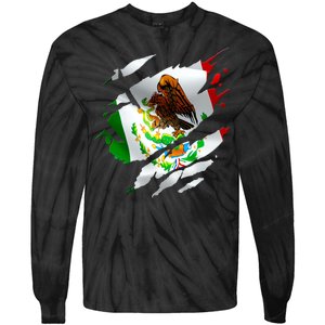 Proud Mexican Chicano Latino Torn Ripped Mexico Flag Tie-Dye Long Sleeve Shirt