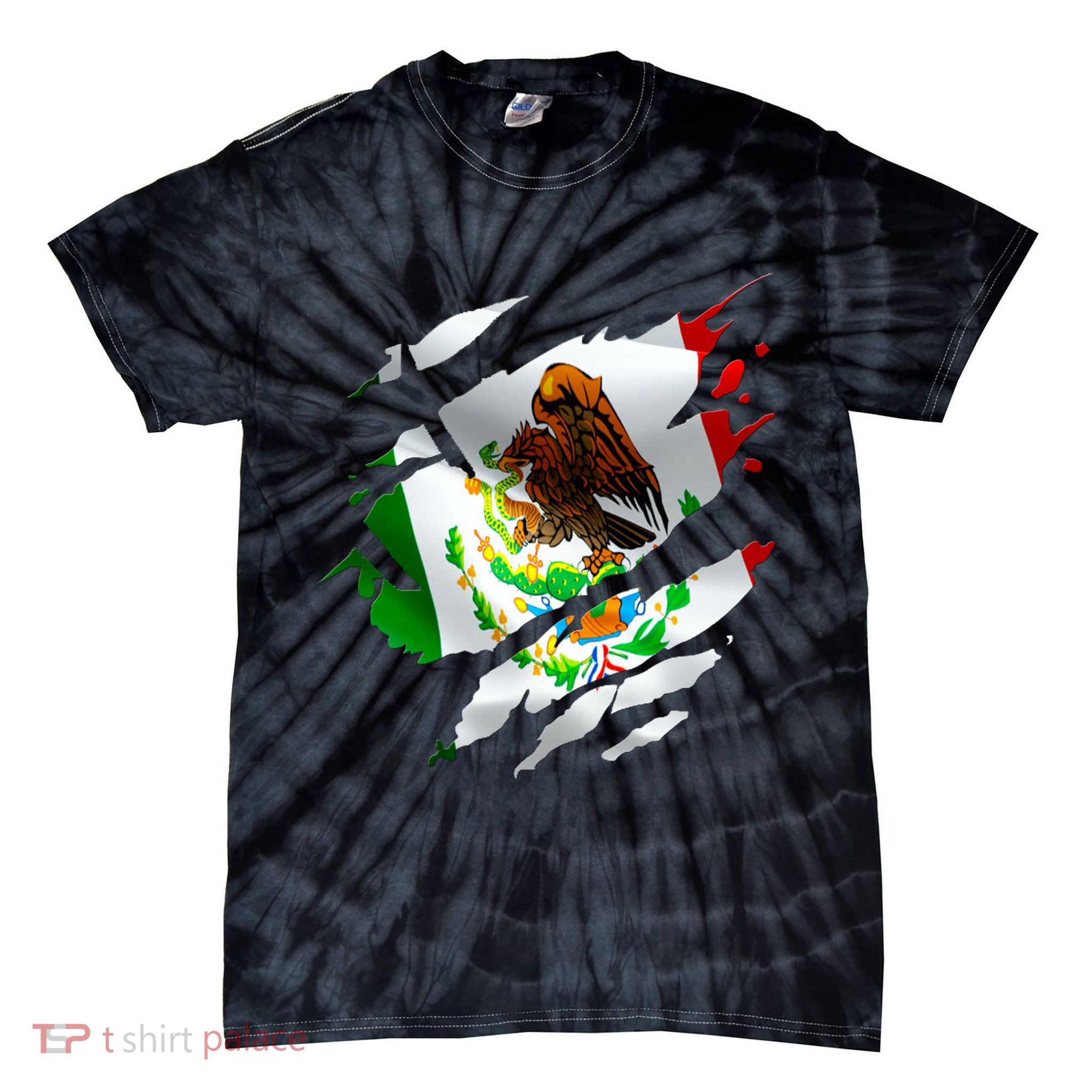 Proud Mexican Chicano Latino Torn Ripped Mexico Flag Tie-Dye T-Shirt