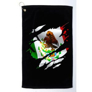 Proud Mexican Chicano Latino Torn Ripped Mexico Flag Platinum Collection Golf Towel