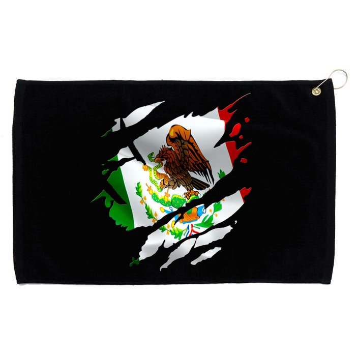 Proud Mexican Chicano Latino Torn Ripped Mexico Flag Grommeted Golf Towel