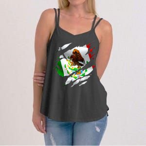 Proud Mexican Chicano Latino Torn Ripped Mexico Flag Women's Strappy Tank