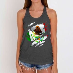 Proud Mexican Chicano Latino Torn Ripped Mexico Flag Women's Knotted Racerback Tank