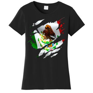 Proud Mexican Chicano Latino Torn Ripped Mexico Flag Women's T-Shirt