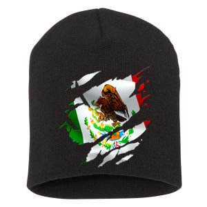 Proud Mexican Chicano Latino Torn Ripped Mexico Flag Short Acrylic Beanie