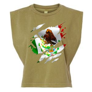 Proud Mexican Chicano Latino Torn Ripped Mexico Flag Garment-Dyed Women's Muscle Tee