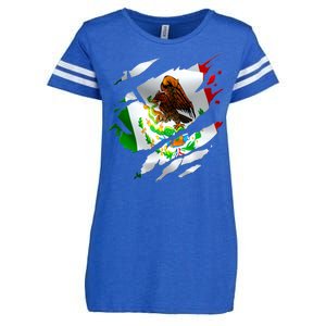 Proud Mexican Chicano Latino Torn Ripped Mexico Flag Enza Ladies Jersey Football T-Shirt