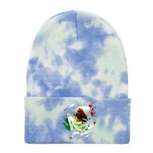 Proud Mexican Chicano Latino Torn Ripped Mexico Flag Tie Dye 12in Knit Beanie