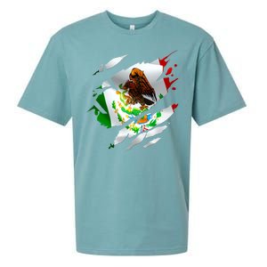 Proud Mexican Chicano Latino Torn Ripped Mexico Flag Sueded Cloud Jersey T-Shirt