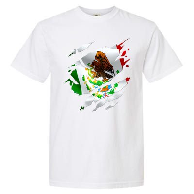 Proud Mexican Chicano Latino Torn Ripped Mexico Flag Garment-Dyed Heavyweight T-Shirt