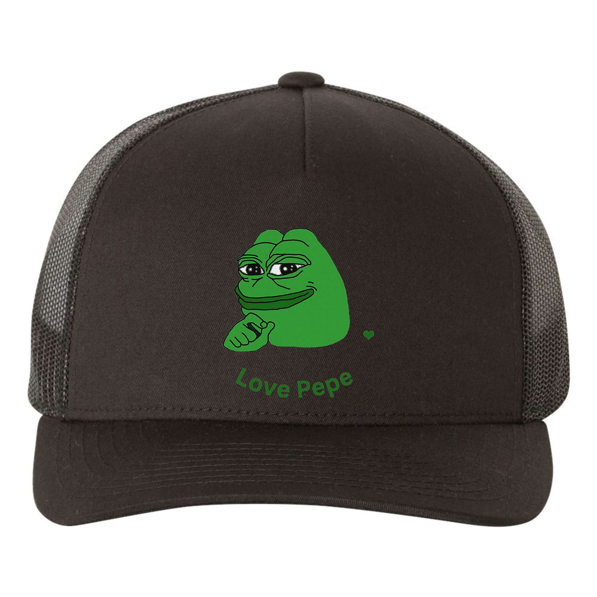 Pepe Meme Coin Crypto Coin Love Pepe Yupoong Adult 5-Panel Trucker Hat