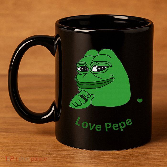 Pepe Meme Coin Crypto Coin Love Pepe 11oz C Handle Ceramic Mug