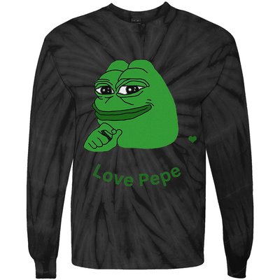 Pepe Meme Coin Crypto Coin Love Pepe Tie-Dye Long Sleeve Shirt