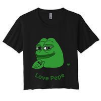 Pepe Meme Coin Crypto Coin Love Pepe Women's Crop Top Tee